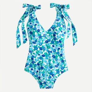 J. Crew Eco Bow One-Piece Swim in Blueberry Floral